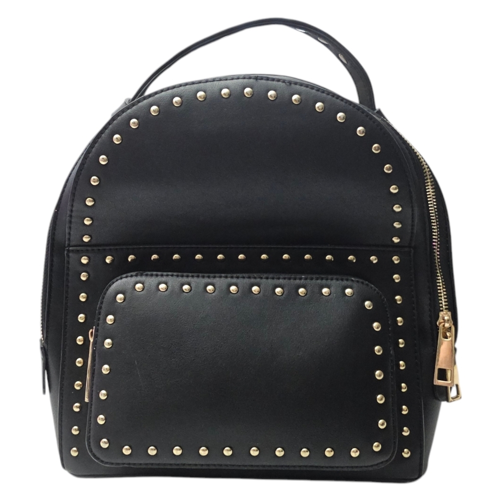 Black And Gold Studded Backpack